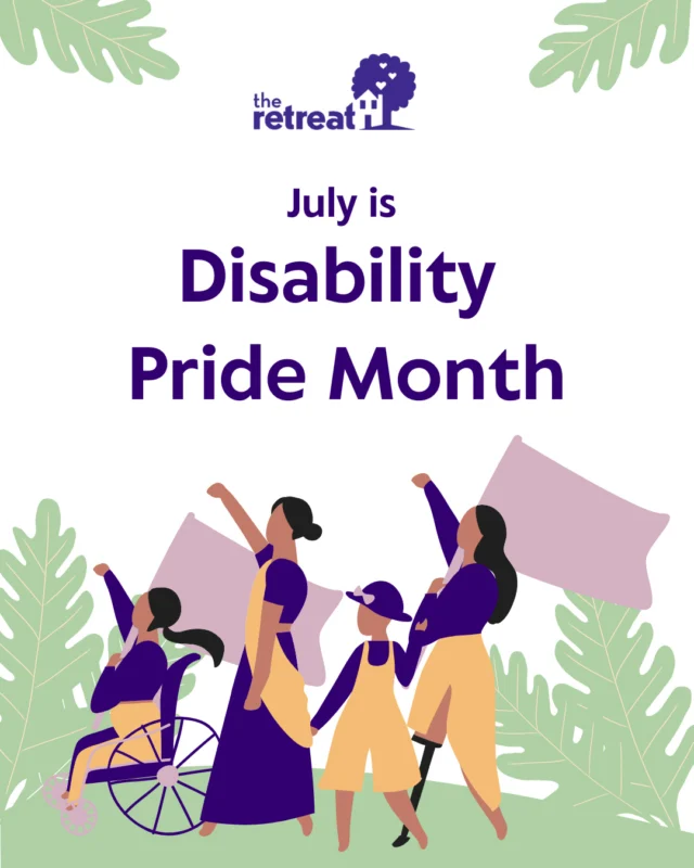 💚 July is Disability Pride Month. The 2025 theme, “We Belong Here, and We’re Here to Stay,” is a powerful reminder that people with disabilities are vital members of every community.⁠
⁠
At The Retreat, we know that safety, dignity, and respect must be accessible to everyone. Survivors with disabilities experience violence at disproportionately higher rates and often face unique barriers to safety, support, and justice.⁠
⁠
#DisabilityPrideMonth #TheRetreat